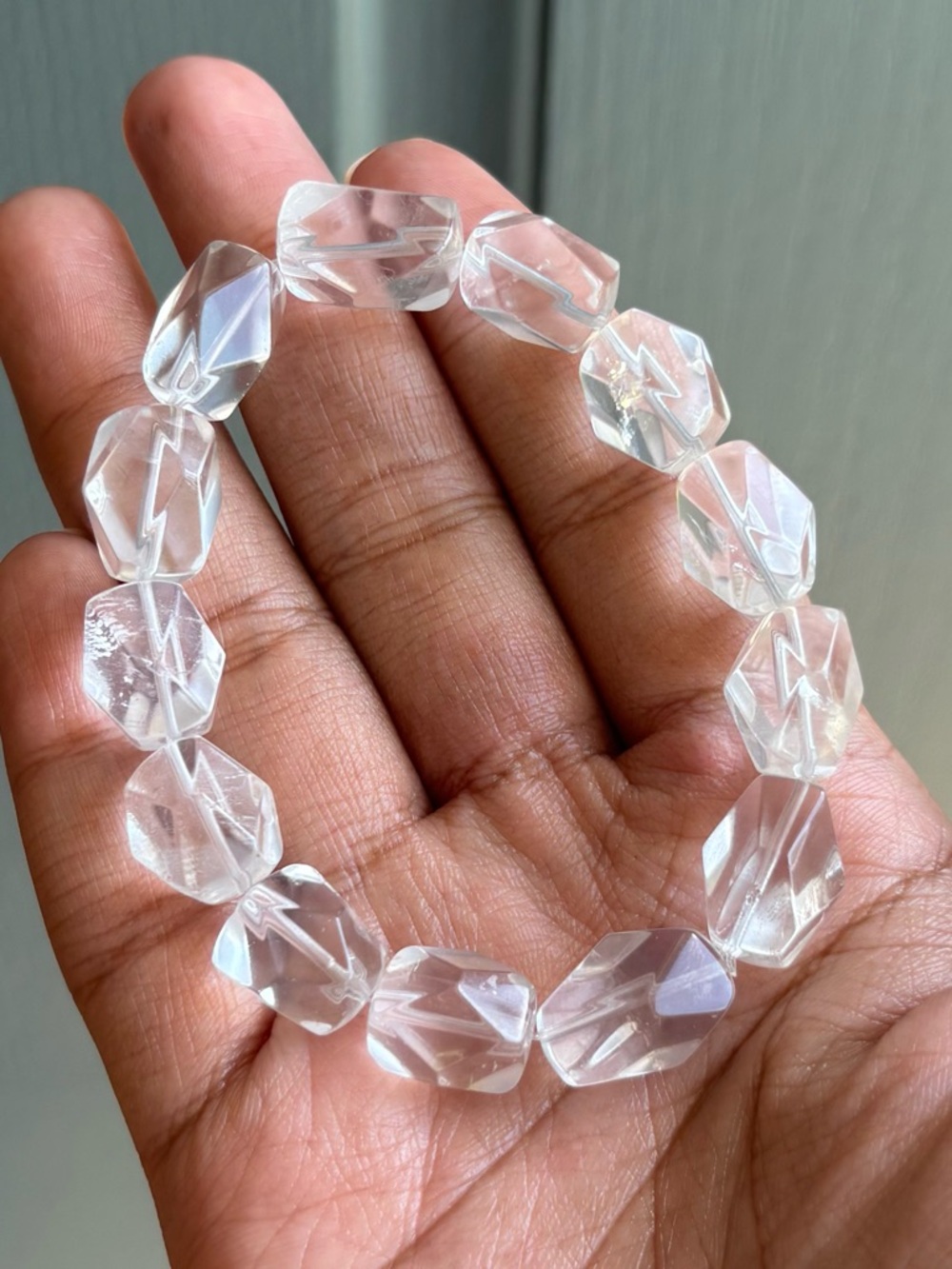 Faceted Clear Quartz Crystal Bracelet 11mm